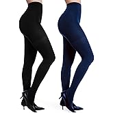 Citystl 2 Pairs Women's Black Tights 60D, Solid Color Soft Opaque Microfiber Tights