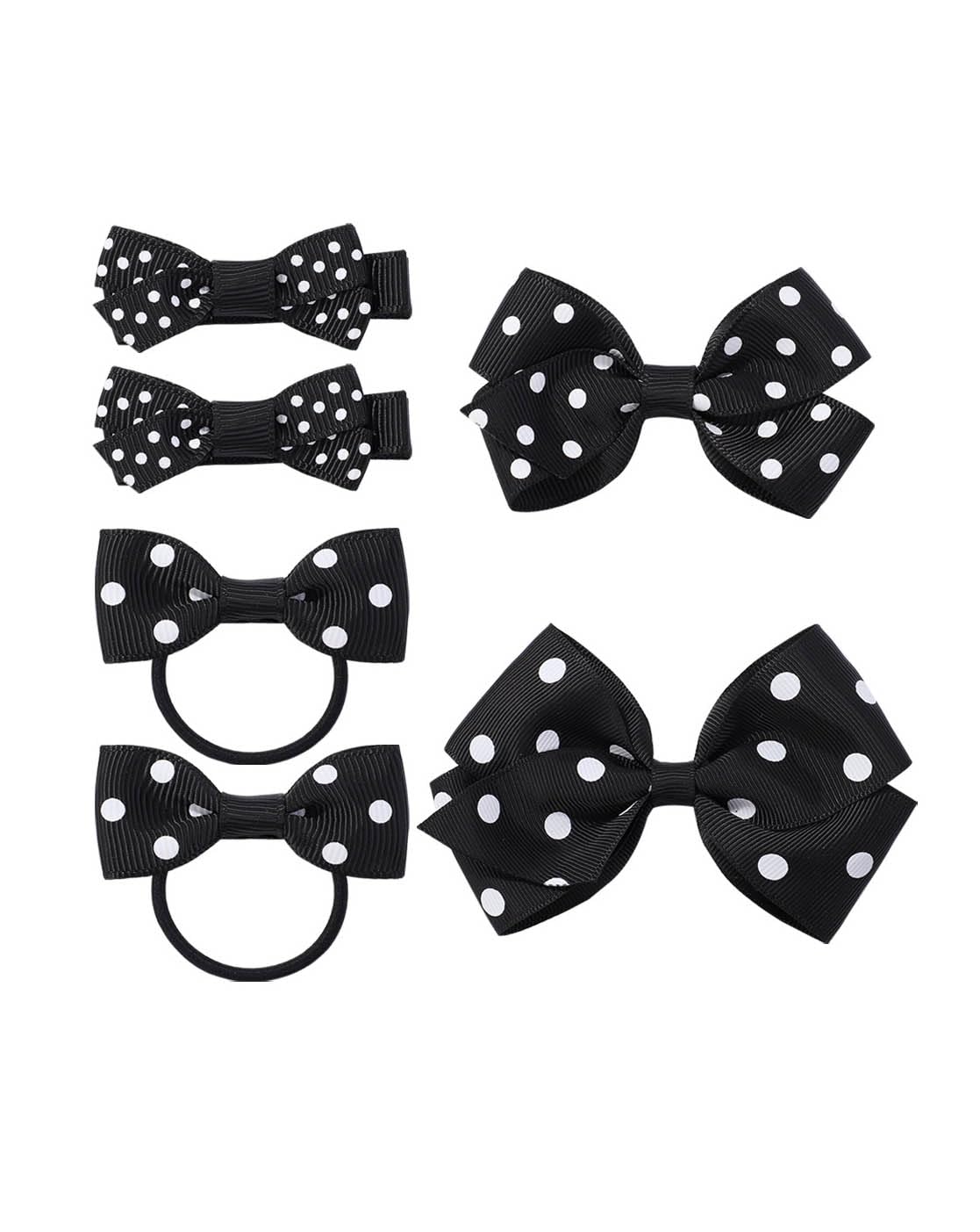 Photo 1 of Baby Girls Hair Clips - Polka Dot Bow Barrettes and Pins (B0-Black)