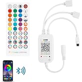RGBZONE Smart Bluetooth RGB LED Controller for 4-PIN 5050/3528 Strip Lights | Bluetooth &amp; IR Remote Control, Music Sync Mode,16M Colors &amp; Dimmable, APP Timer for Wake/Bed/Party, Fits 5-24V RGB Strips