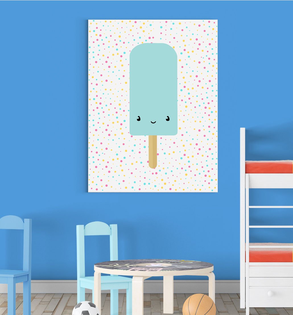 Cute Lolly Face Blue Nursery Bedroom Boys Girls Wall Decor Art Poster Print