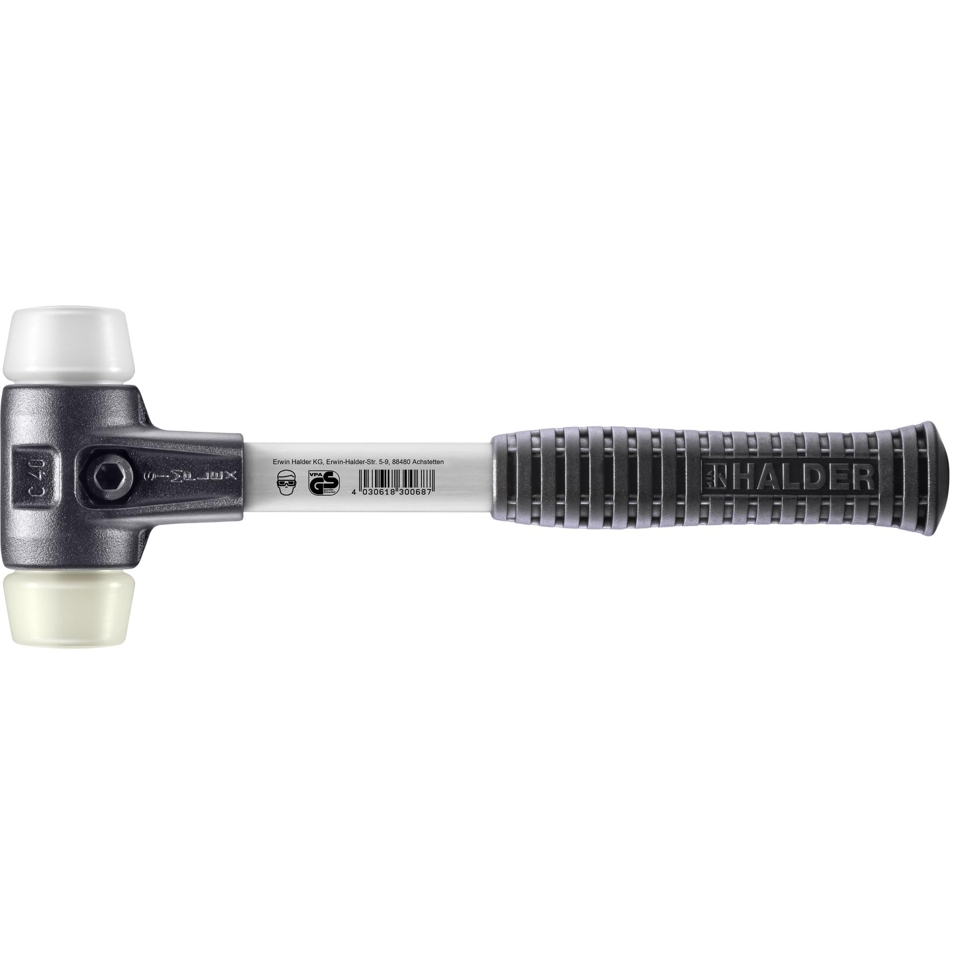 Halder 3778040 Superplastic/Nylon Mallet with Fibre-Glass Handle, Multi-Colour, 40 mm