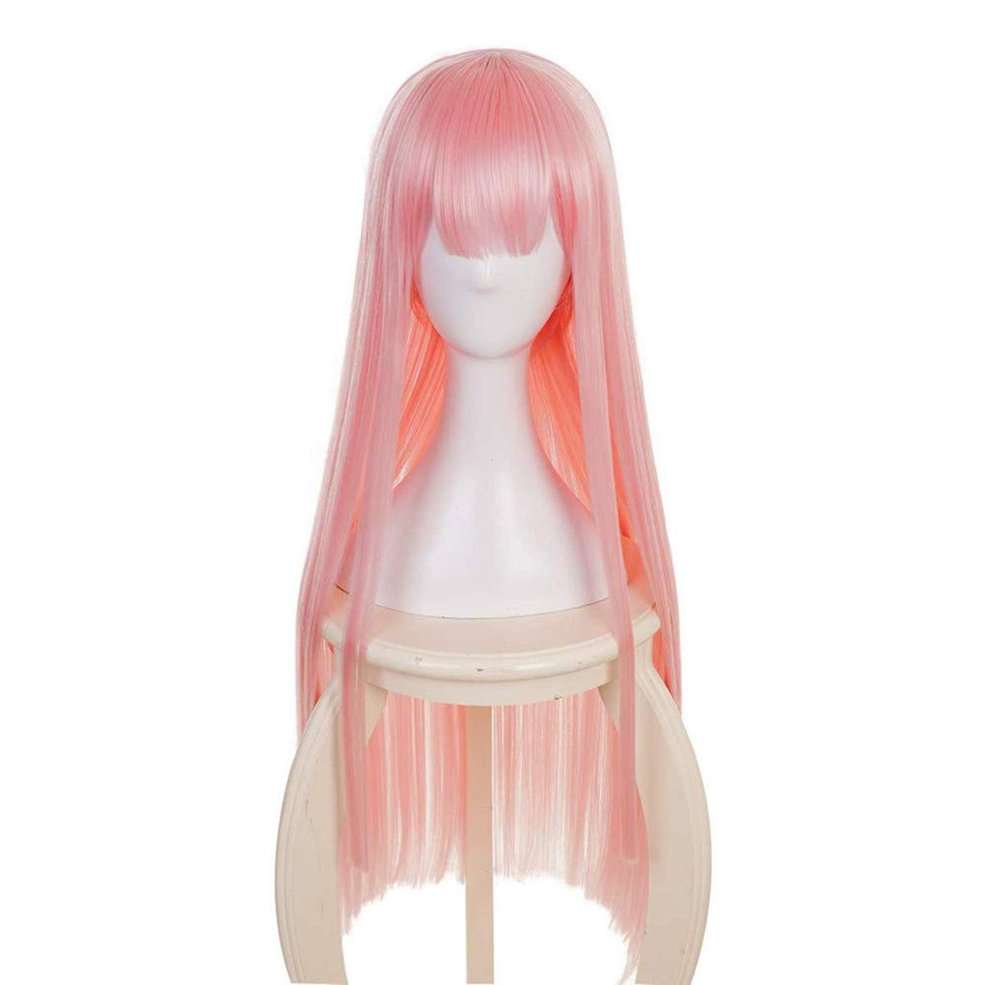 Pink long Cosplay Wig for Darling in The Franxx Zero Two Wig Halloween Costume Wig with Free Wig Cap