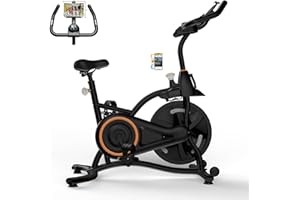 Hillhub Exercise Bike, Stationary Bikes for Home with Grip Pulse Sensor and Stepless Resistance Adjustment, Compact Indoor Cycling Bike with Tablet Mount, Compatible with APP Sync