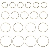 Shapenty 4 Sizes 15mm 20mm 25mm 30mm Brass Hollow Circle Pendant Charm Links Open Bezel Frames Connectors Round Beading Hoop Earrings for Necklace Bracelet Jewelry Making Resin Craft, 48PCS
