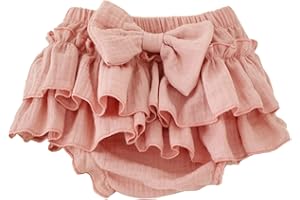 RUKOSU Baby Girls Bloomer Skirt Shorts Bowknot Cotton Gauze Ruffle Diaper Cover Shorts Briefs Cute Bloomers Underpants