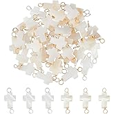 UNICRAFTALE about 40Pcs 2 Colors White Cross Natural Freshwater Shell Charms Cross Connector Charms Cross Links Cross Pendants Easter Charms Punk Charms for Necklace Bracelet Earrings Jewelry Making