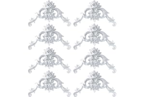 Pangda Corner Wall Molding French Style Wainscoting Panels Flora Moulding Corner Panel Wall Molding Kit for Cabinet Picture Frames Decor, Not Include Glue(4 Pcs,Rose Style)