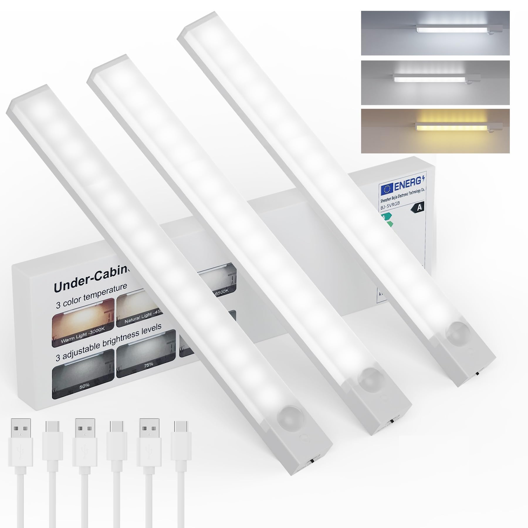 Photo 1 of **********MISSING PARTS*******
Rihvy Under Cabinet Lights 8 Inch 3-Pack, Rechargeable Battery Operated Motion Sensor Light Indoor, Dimmable Closet Lights, Wireless Under Counter Lights for Kitchen, Stairs