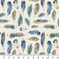 Painted Feathers Cotton Fabric by The Yard