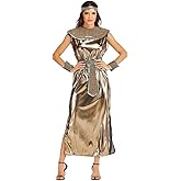 ReneeCho Cleopatra Costume Women’s Egypt Queen Costume Halloween Ancient Sexy Goddess Egyptian Ladies Dress golden Dress