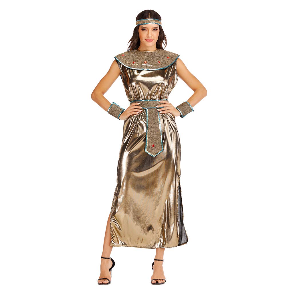 EraSpooky Women Ancient Egypt Egyptian Goddess Costume Pharaoh Fancy Dress Cosplay Halloween Party Outfit for Adult