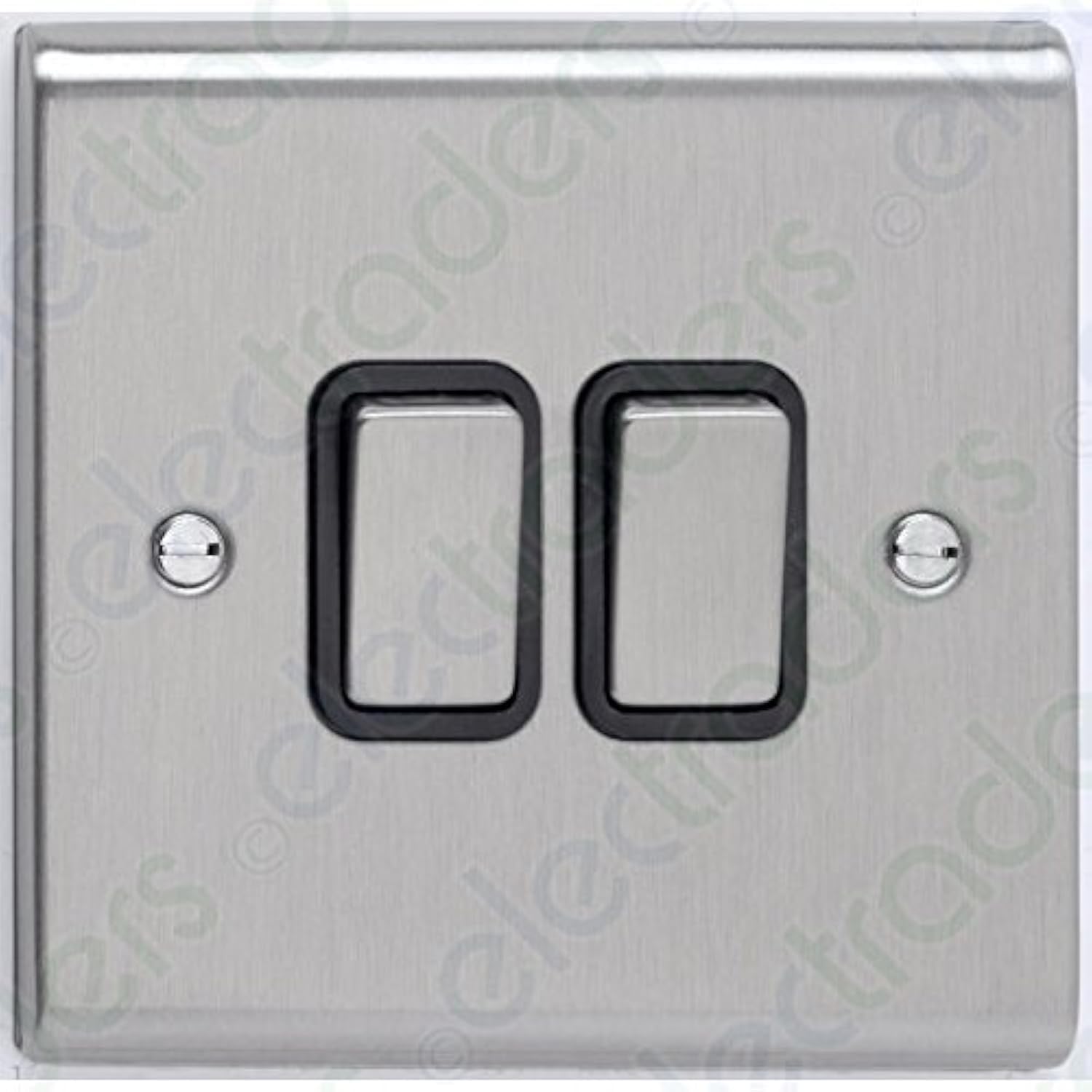 Deta SD1204SSB Light Switch 10 Amp 2 Gang 2 Way (Stainless Steel/Black Insert)