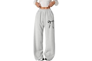 Verdusa Girl's Bowknot Baggy Sweatpants Lightweight Straight Leg Athletic Pants with Pockets