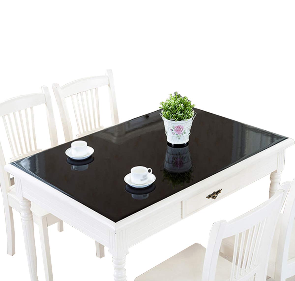 CIEEIN CIEHT PVC Tablecloths Table Mat Desk Pads Tablecover Table Covers Waterproof Oilproof Durable Black 80 * 150CM — image 1