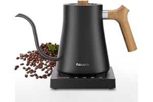 Gooseneck Electric Kettle Fabuletta 1200W Ultra Fast Boiling Water Kettle 100% Stainless Steel for Pour-over Coffee & Tea Leak-Proof Design French Press Boil-Dry Protection 1L (Wood)