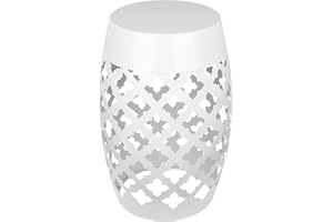 Vipush Outdoor Lace Cut Iron Side Table,Patio Garden Stool Coffee End Table Nightstand for Small Spaces,Living Room,Front Porch,Poolside,White