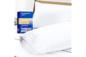 THREAD SPREAD 100% Egyptian Cotton Pillow Cases King - 1000 Thread Count White King Pillow Cases Set of 2, Soft Cooling & Breathable Extra Long Staple Sateen Weave Cotton Pillowcases for King Pillows