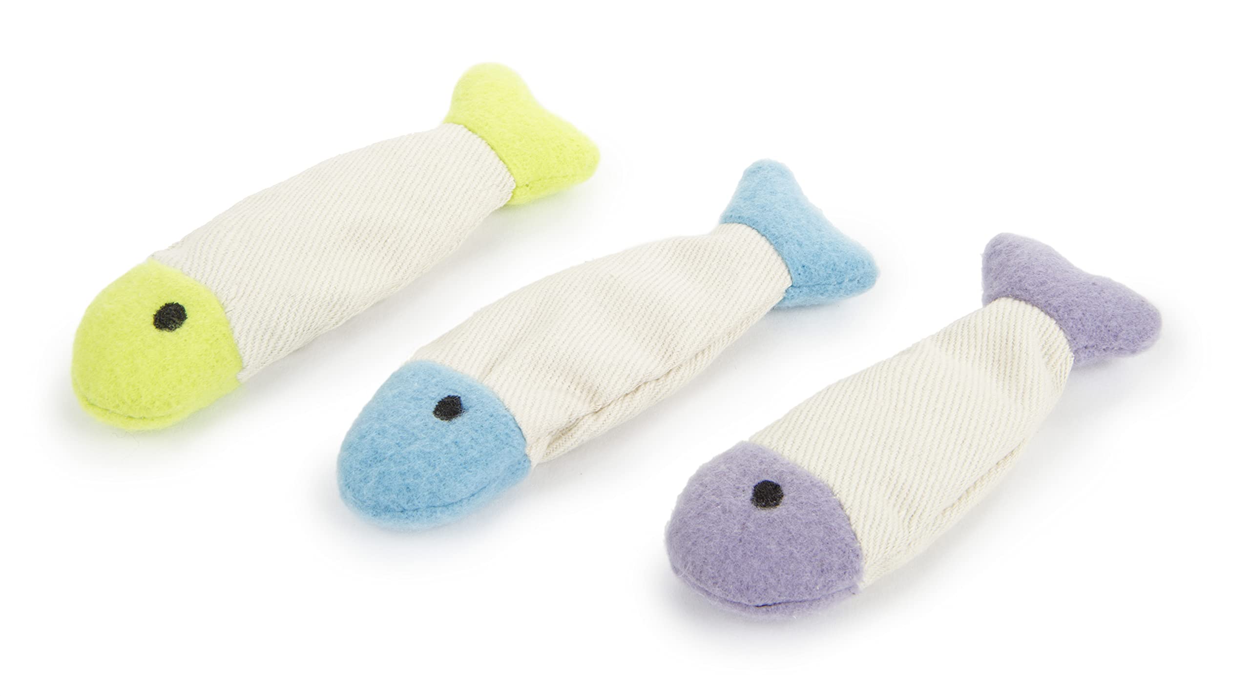 SmartyKat (3 Count) Fish Flop Crinkle Catnip Cat Toys Multi Color, 3