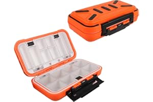 KEESHINE Small Tackle Box Mini Fishing Lure Box, Double-Sided Plastic Storage Case Vest Accessories Containers (Orange(Size: 6.3”L x 3.55”W x 1.7” H))