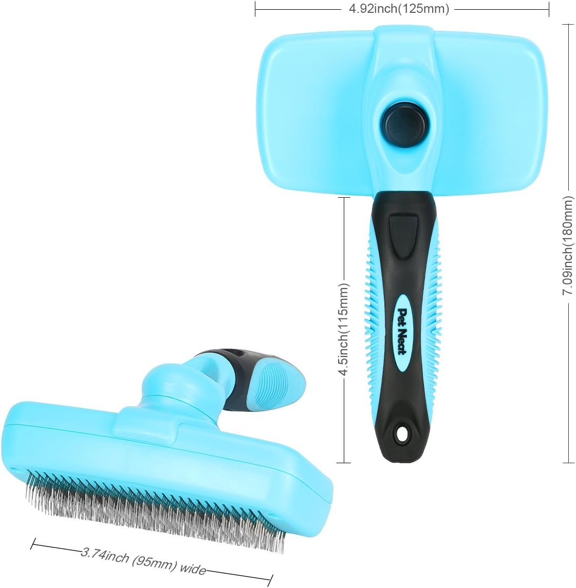 Pet Neat Self Cleaning Slicker Brush Effectively Reduces Shedding by Up to 95% - Professional Pet Grooming Brush for Small, Medium & Large Dogs and Cats, with Short to Long Hair