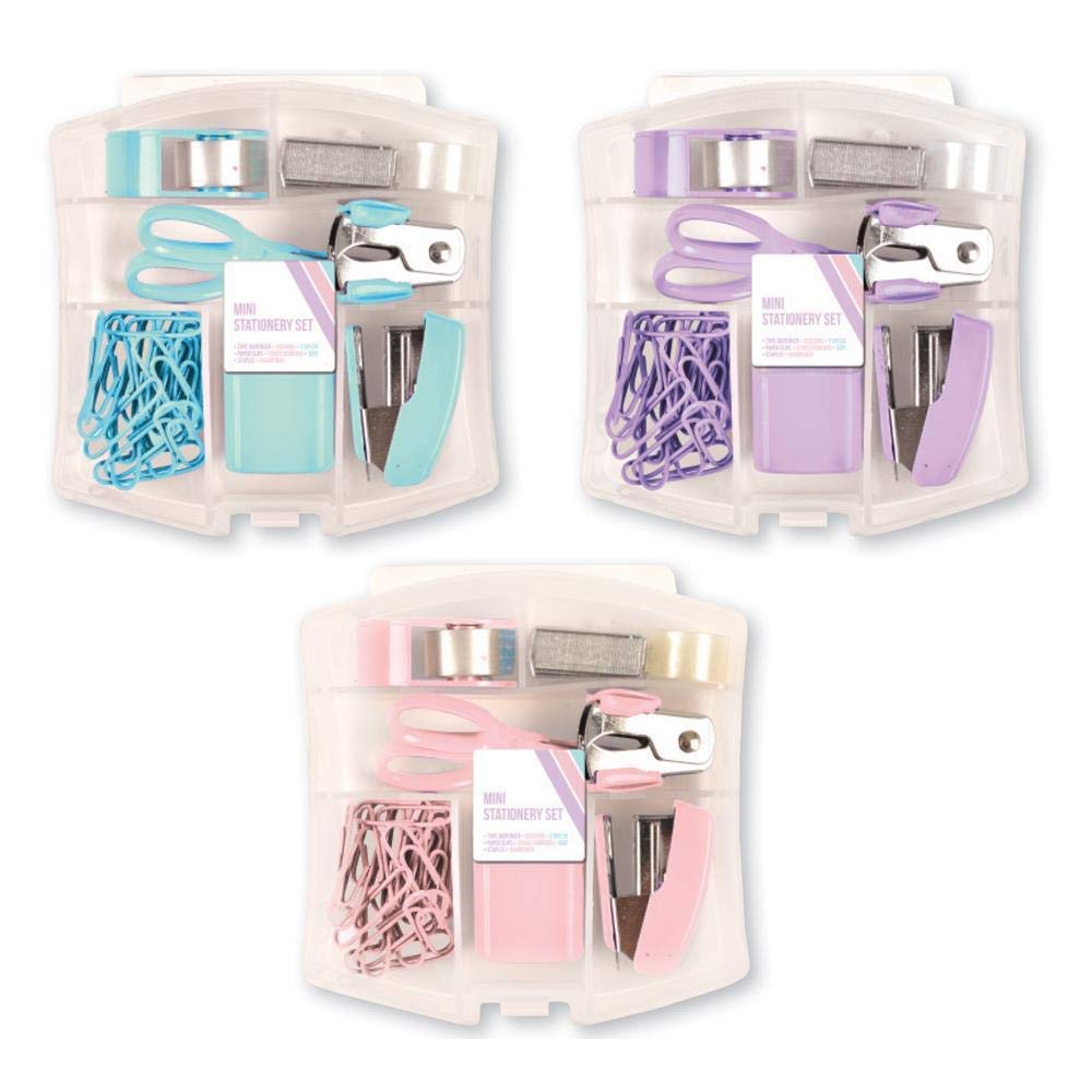 Design Group - Mini Office Stationery Set, Pastel Colours - Set of 3
