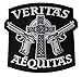 Aequitas Veritas Saints Gun Celtic Cross - Novelty Iron On Patch Applique