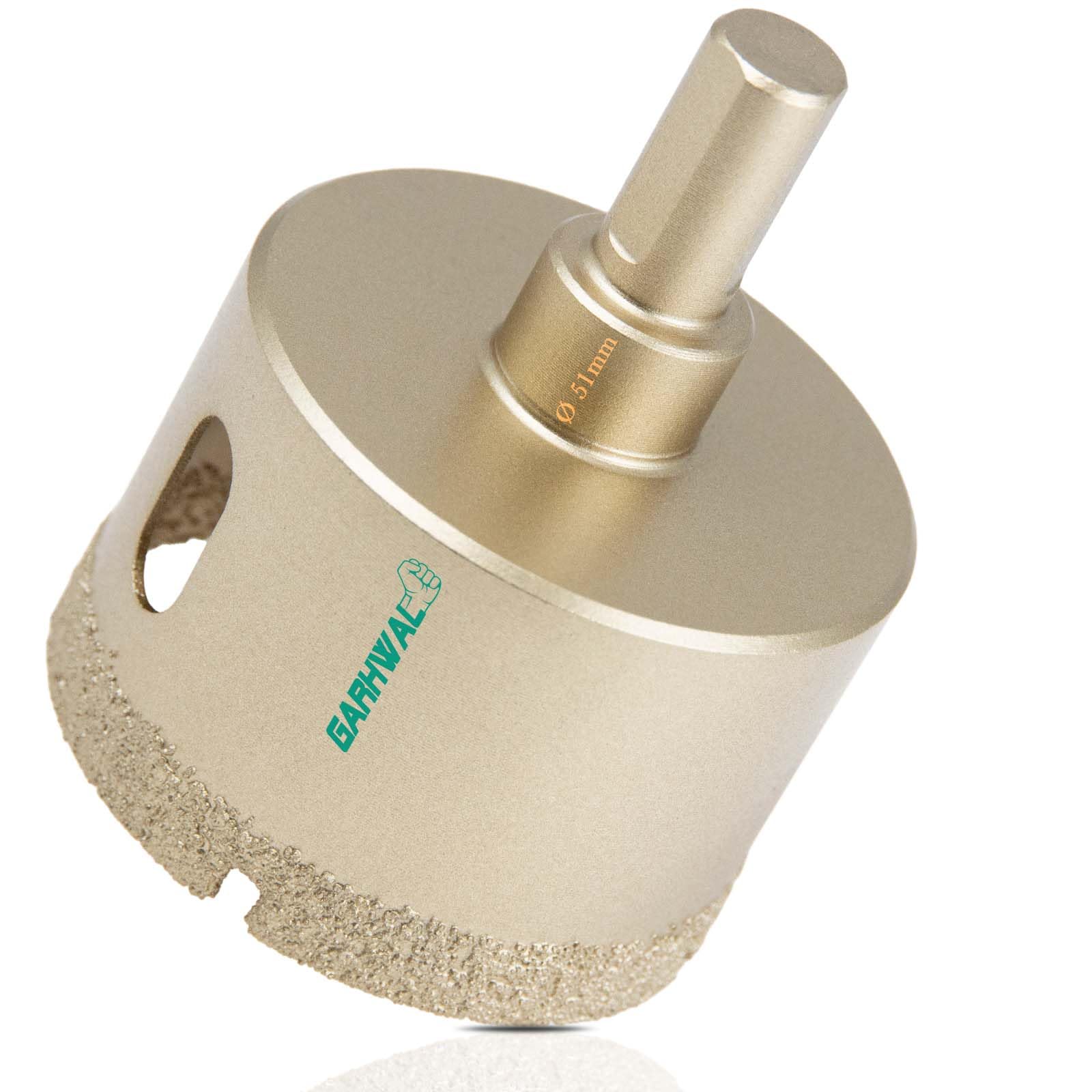 GARHWAL Vacuum Brazed Diamond Hole Saw Core Drill Bit - Ideal Hole Cutter for Tile, Ceramic, Porcelain, Brick, Stone, Glass, and Granite (Diamond Hole Saw Diameter 51mm)