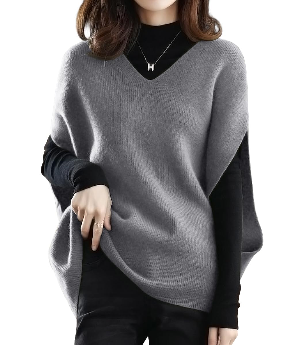 Ladyangel Women's Knit Vest, Top, V-Neck, Drop Shoulder, Layering, Loose, Loose, Soft, Warm, Plain, Body Cover, Oversized Size, Pullover, Casual, Autumn and Winter, 6 Colors