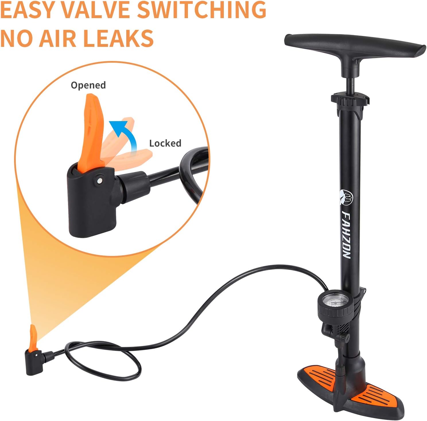 Bike Pump Bicycle Floor Pump with Pressure Gauge Bike Tire Bicycle Air Pump for 160 psi High Pressure Fits Presta and Schrader : Sports & Outdoors