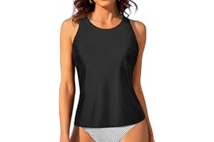 Holipick High Neck Tankini Top Bathing Suit Tops for Women Tummy Control Tank Tops Swimsuits