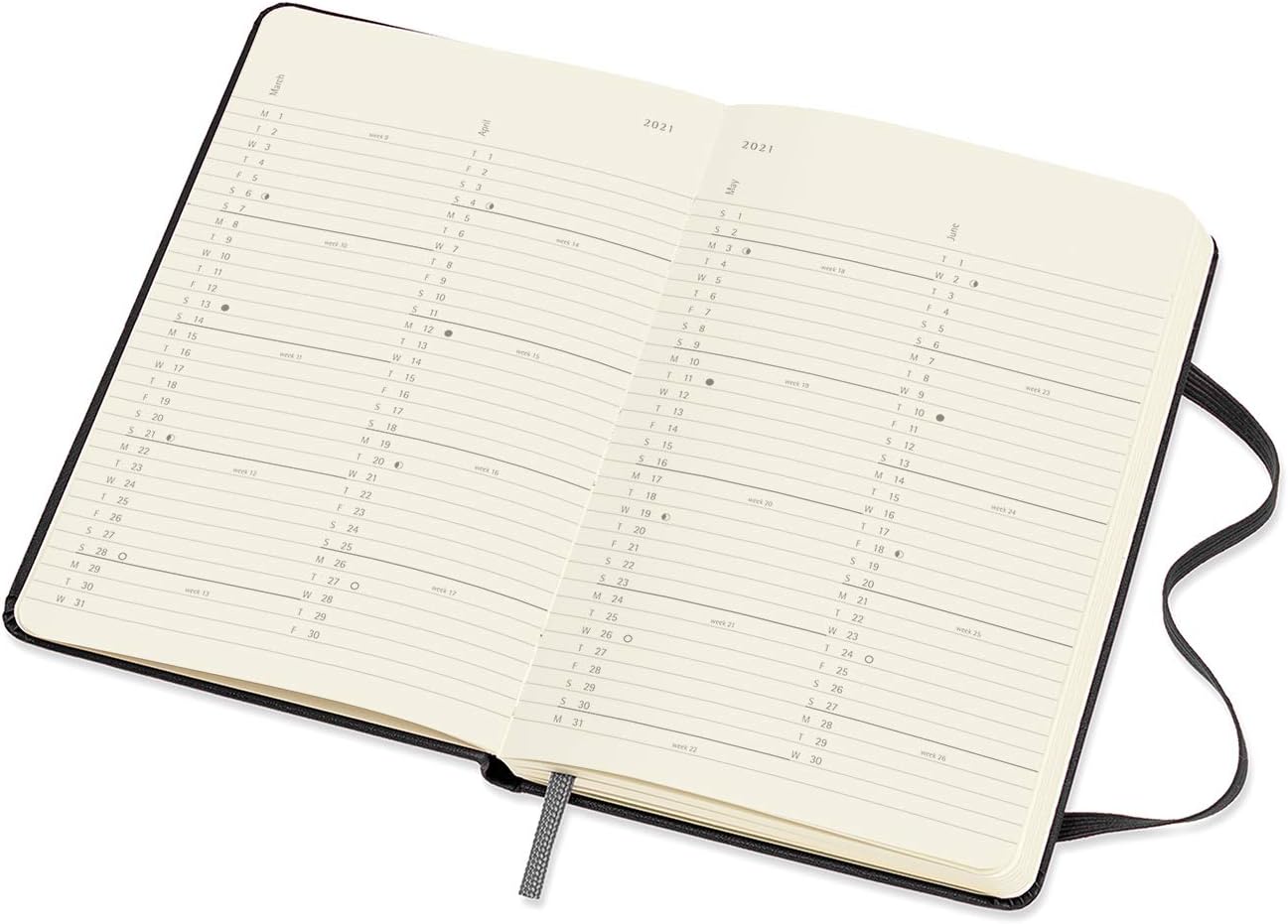 Moleskine, 18-Month Monthly Planner/Diary, Monthly Pocket Planner 2021, Monthly Planner with Hard Cover and Elastic Closure - Image 4