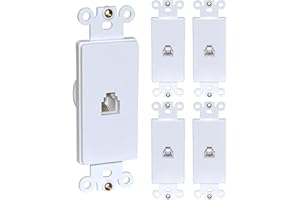 Newhouse Hardware Decora Single Phone Jack Insert for Decorator Wall Plates, for RJ11 Telephone Cables, Single Gang, 5-Pack, 