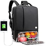 Lumcrissy Lunch Laptop Backpack 15.6 Inches with Insulated Compartment, Laptop, Work Backpack Reusable Waterproof Food Bag,Tr