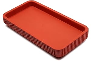 Juvale 8 Pack Plastic Plant Drip Trays for Planters, Pots, Rectangular Saucer Pans for Indoors, Outdoors (Terracotta Red, 6.5x12 in)