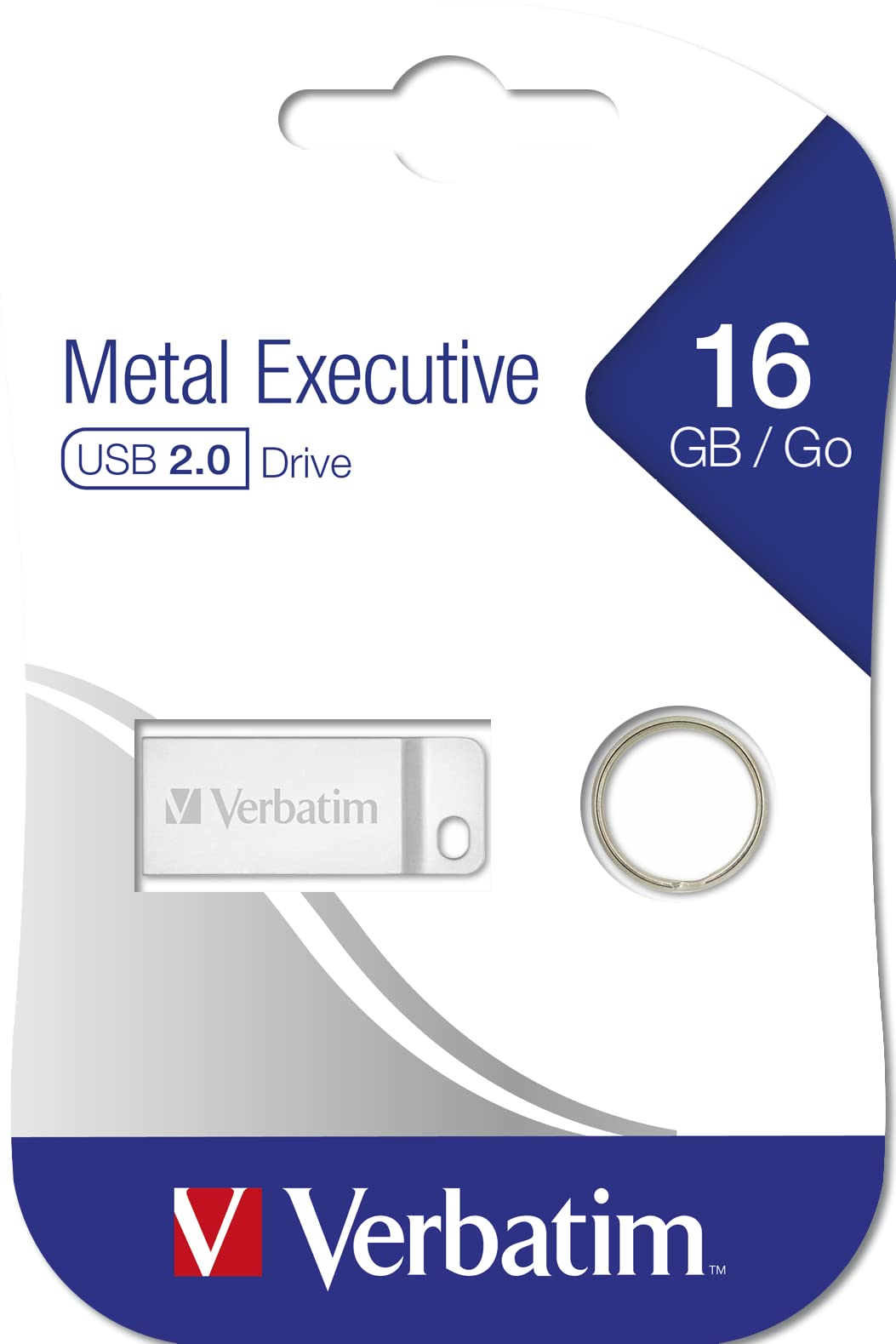Verbatim 16GB Metal Executive USB Flash Drive - Silver - 98748