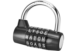 Gym Locker Lock, 5 Letter Combination Lock Password Sturdy Security Padlock (Black)