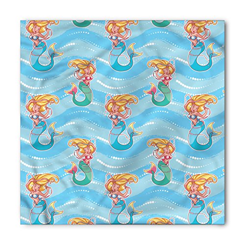 Lunarable Mermaid Bandana, Lovely Fairytale Characters, Unisex Head and Neck Tie
