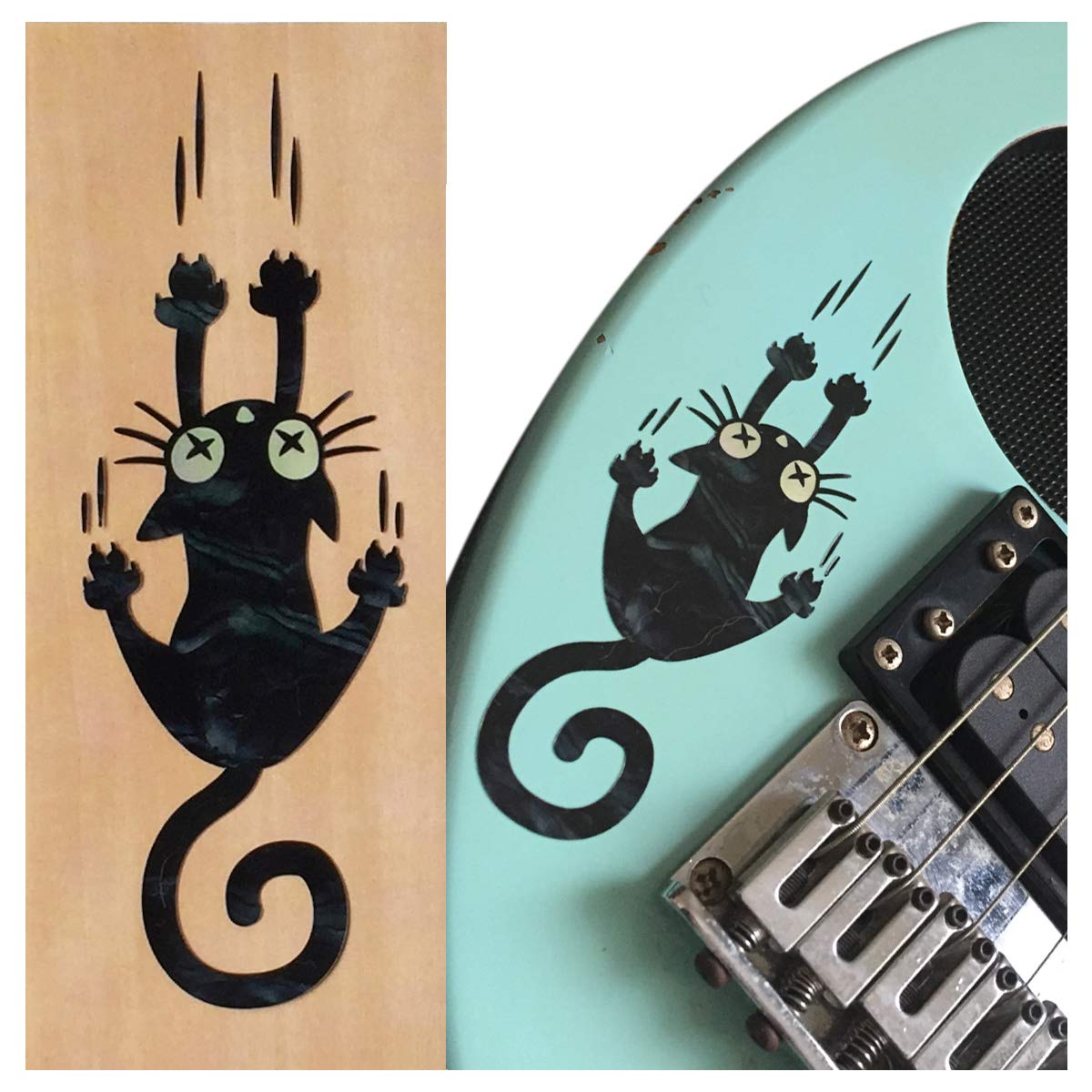 Inlay Sticker for Guitars & Bass - Ripping Slipping Cat - Black Pearl,B-300RC-BP