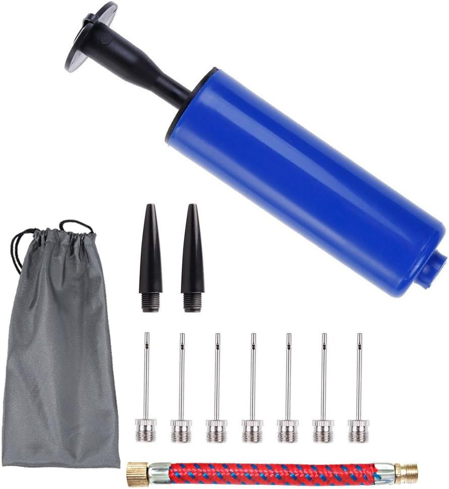 Ball Bump, Xide Balloon Pump Air Pump with Needles Valve Adapter Set for Football Basketball Rugby Ball Volleyball Handball and Other Inflatable Balls