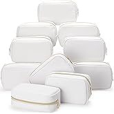 Sweetude 10 Pcs Makeup Bag Bulk Preppy Gift PU Leather Cosmetic Bag Small Skincare Toiletry Pouch with Zipper Valentine Cosmetic Pouch for Women Valentine Wedding Gift Favors(White)
