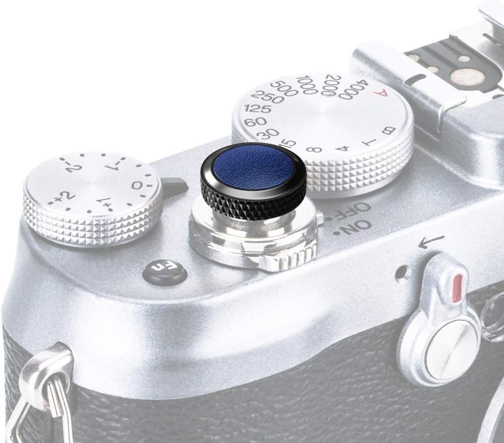 PROfezzion Deluxe Soft Release Button for Leica Q3 D-Lux8, Fuji X100V X-T4 X-T3 X-T30II X-M5 & Film SLR Camera with Threaded Screw Hole Shutter Button(Black Coating with Black PU Leather Surface)