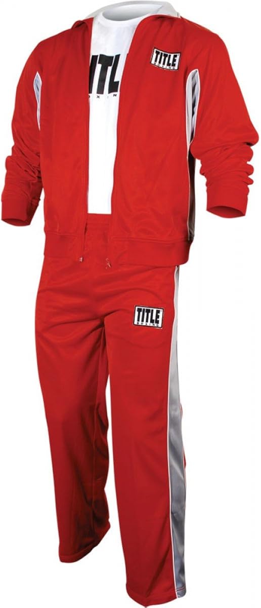 Title Boxing PolyPro WarmUp Suit, Red/Grey, XLarge Clothing