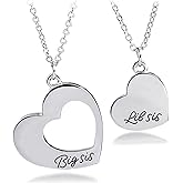 KUIYAI Sis Necklace for 2 Big Sis Little Sis Heart Pendant Necklace