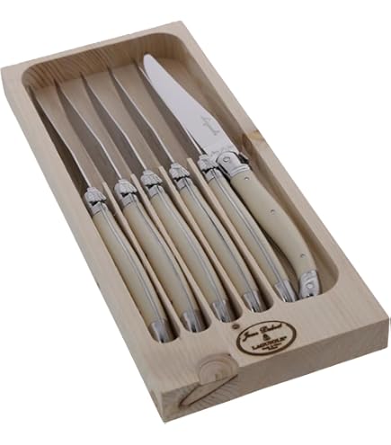 Amazon.com: Jean Dubost Laguiole 6-Piece Steak Knife Set, Ivory