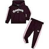 Reebok Toddler Girls Sweatsuit Set - 2 Piece Girls Athletic Sets with Fleece Pullover Hoodie Sweatshirt and Jogger Sweatpants