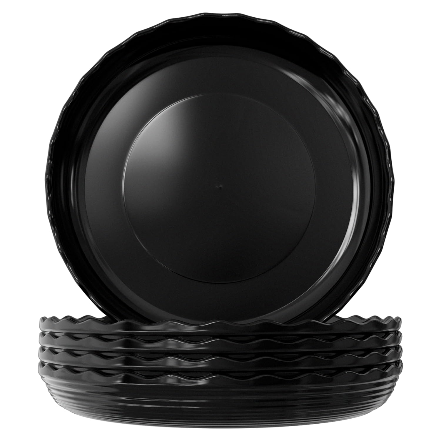 Kunjocy Pack of 5 Durable Black Plant Pot Saucers, Round Flower Pot Flowerpot Saucer Plastic Plant Trays Containers Plant Plate Pots for Indoor Household Outdoor Garden (33 cm) — image 1