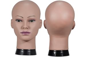 RUISIMEI Female Professional Cosmetology Bald Mannequin Head for Making up,Making Wigs, Wigs,Glasses with Free Table Clamp (1