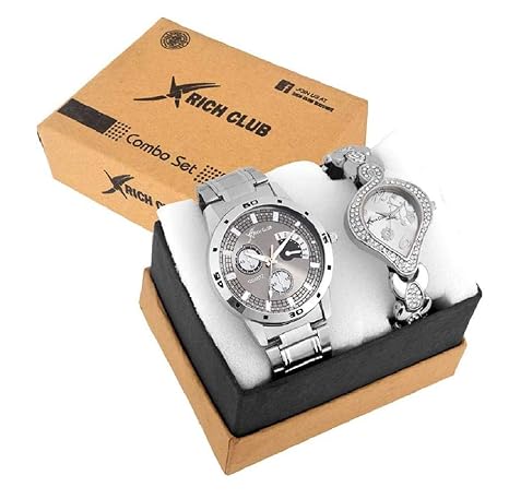 Silver Dial Couples Watch- Combo of 2