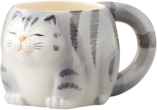 Amazon Co Jp 万葉庵 猫マグ グレー 117 12 73 ホーム キッチン