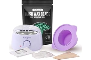 MAKUPALA Waxing Kit for Women, Wax Melt Warmer for Hair Removal with 16oz Wax Beads, Home Hard Wax Pot for Sensitive Skin, Brazilian Waxing, Body, Bikini, Face, Legs, Chest, Easy Clean Durable Silicone Bowl